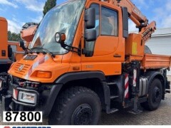 Unimog U400 4x4, Frontzapfwelle, Kipper, Kran MKG HKL 